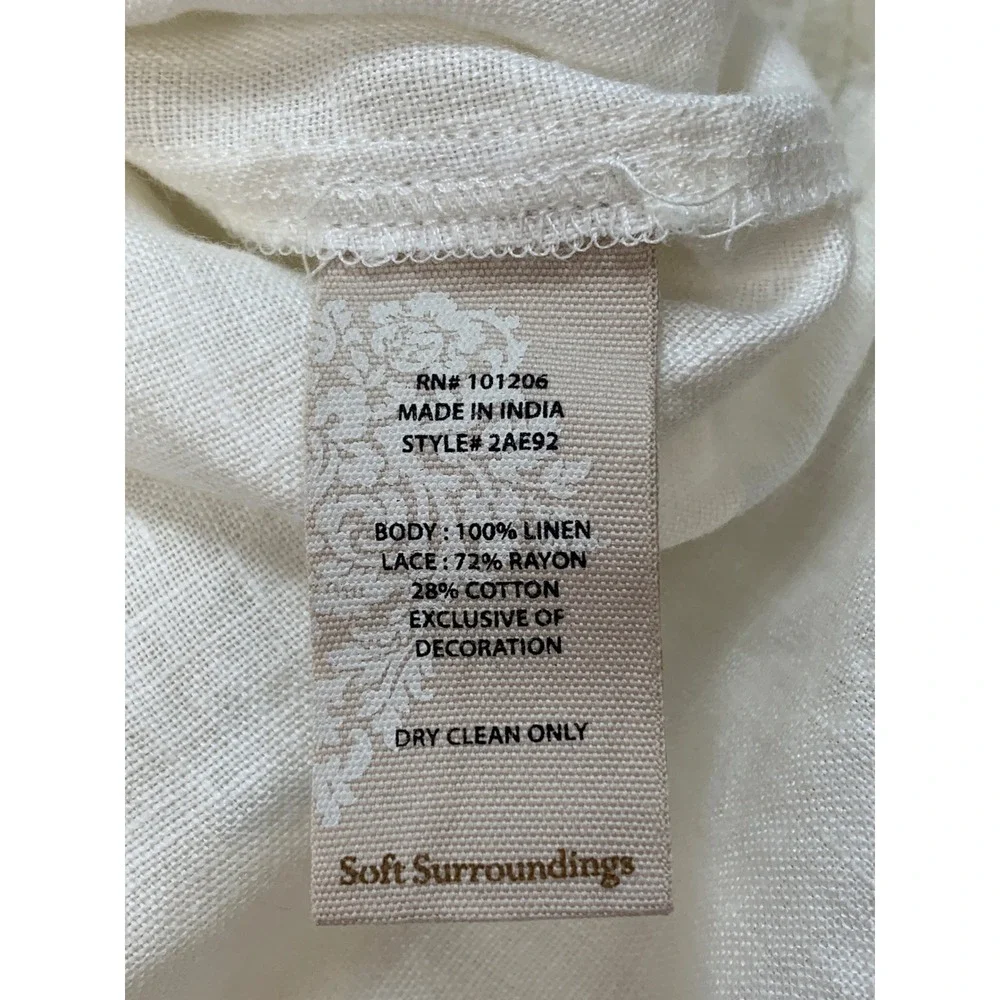 Soft Surroundings Linen Desert Tunic Top Embroidered Colorful Buttons India Sz L - Picture 4 of 8